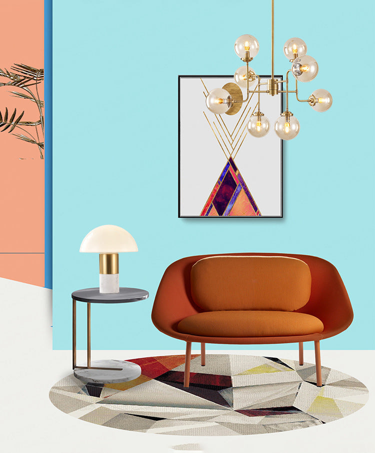 Table de dôme en verre blanc clair postmoderne 1 lampe de chevet de tête avec base en marbre