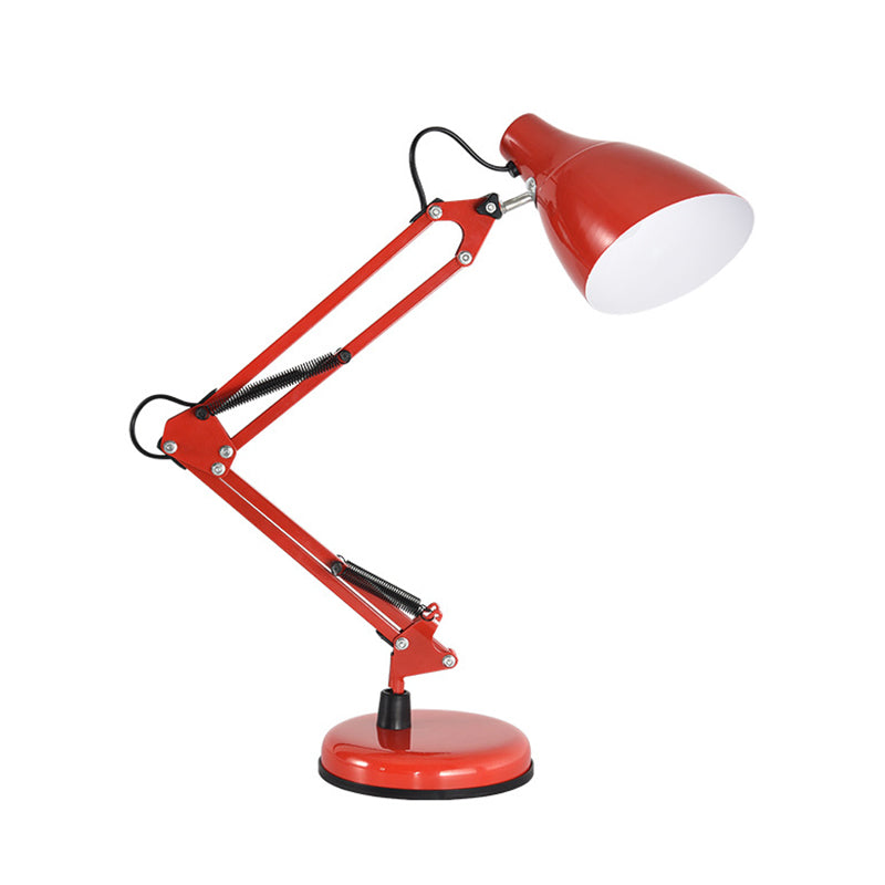 Nordic 1-Light Swing Arm Task Lamp Conical Desk Light with Metal Shade for Study Room