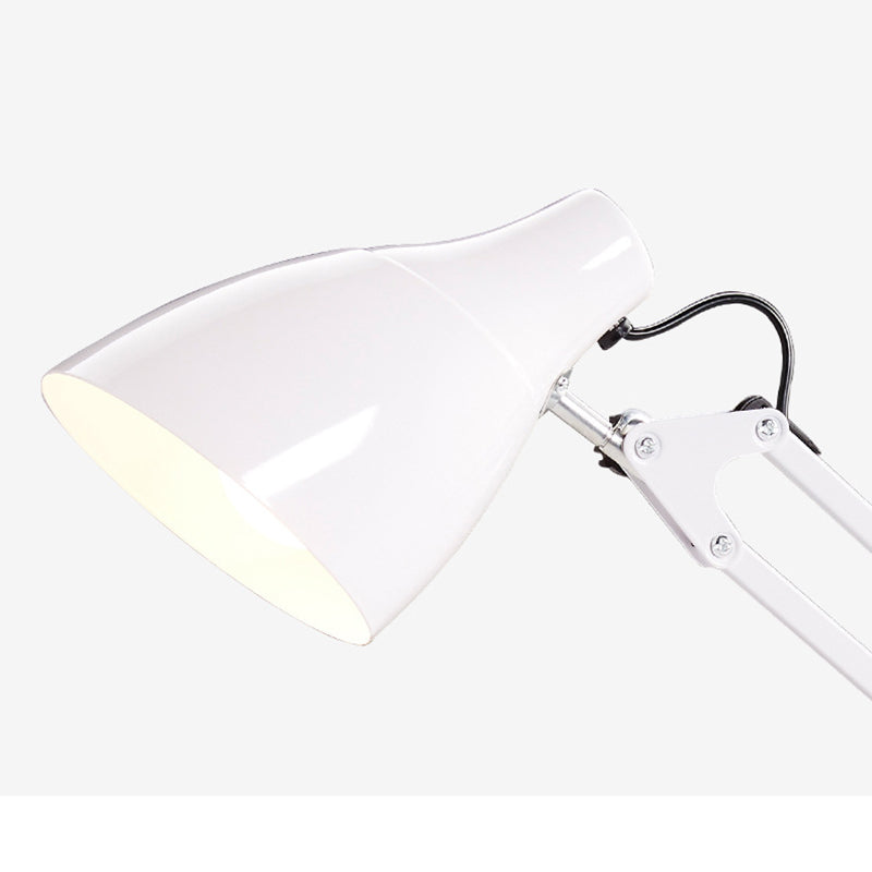 Nordic 1-Light Swing Arm Task Lamp Conical Desk Light with Metal Shade for Study Room