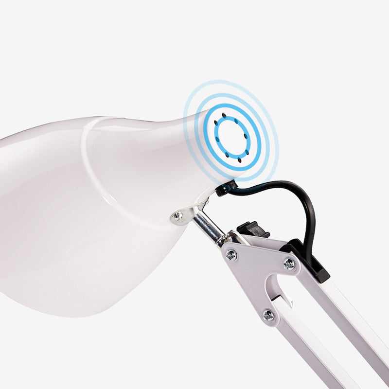 Nordic 1-Light Swing Arm Task Lamp Conical Desk Light with Metal Shade for Study Room