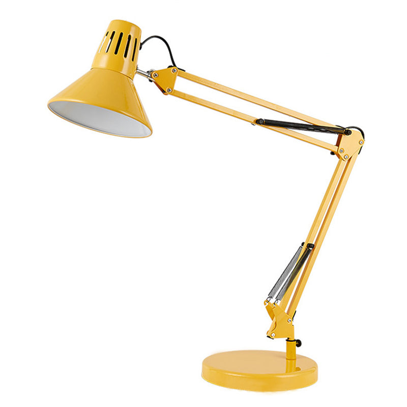 Studio conico Studio lampada da scrivania Metallic 1 Testa Nordica Luce da tavolo con braccio azionario