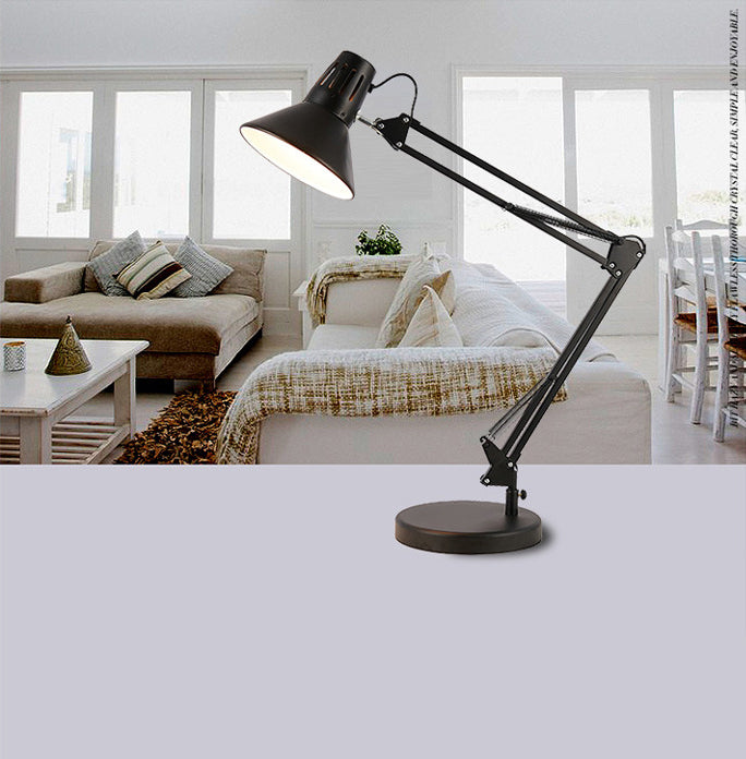 Studio conico Studio lampada da scrivania Metallic 1 Testa Nordica Luce da tavolo con braccio azionario