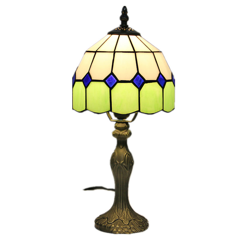 Lampe de table de chevet en vitrail en forme de parapluie, lampe de table vintage à 1 ampoule pour le salon