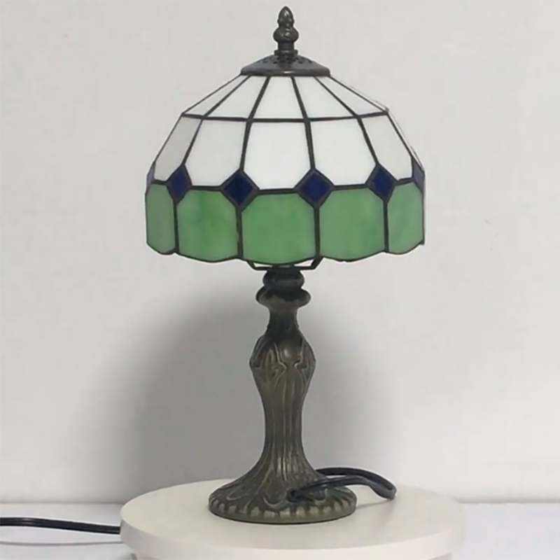 Lampe de table de chevet en vitrail en forme de parapluie, lampe de table vintage à 1 ampoule pour le salon