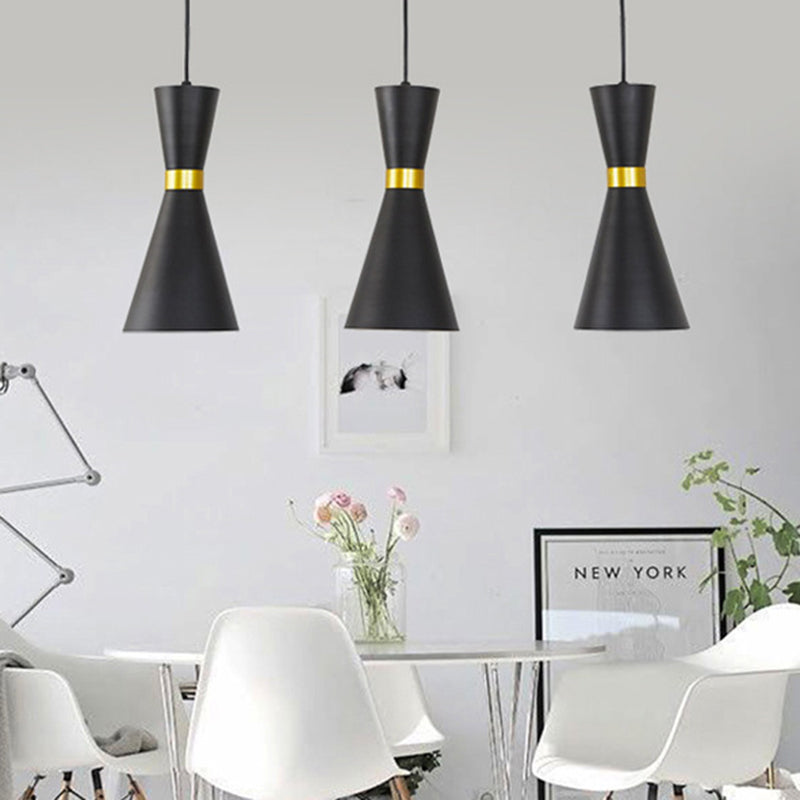 Contemporary Tapered Pendant Lighting Metal 1 Bulb Ceiling Suspension Lamp in Black/White