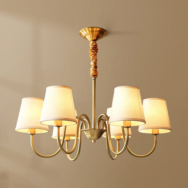 Traditional Creative Sputnik Hanging Lamp Copper Indoor Pendant Light with Fabrics Shade