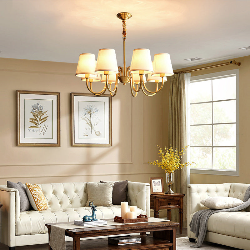 Traditional Creative Sputnik Hanging Lamp Copper Indoor Pendant Light with Fabrics Shade