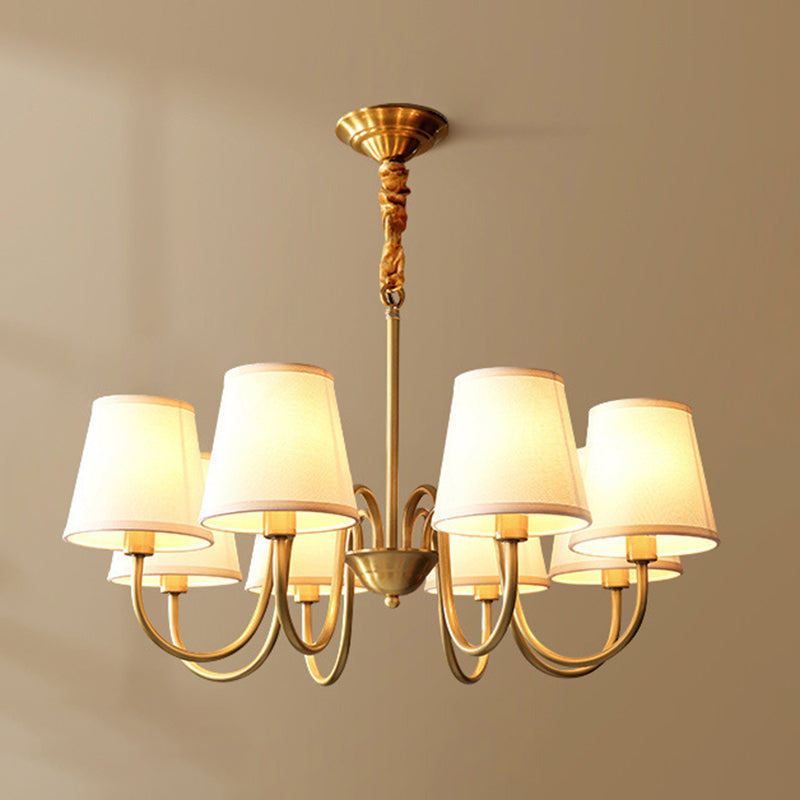 Traditional Creative Sputnik Hanging Lamp Copper Indoor Pendant Light with Fabrics Shade