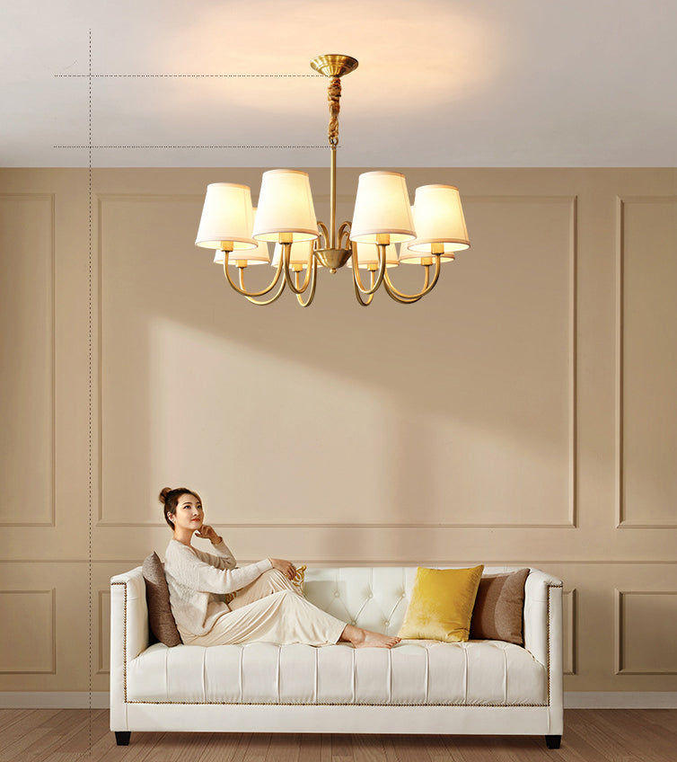 Traditional Creative Sputnik Hanging Lamp Copper Indoor Pendant Light with Fabrics Shade
