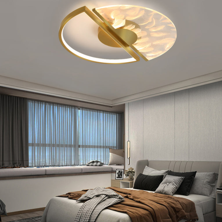 Aluminium Circulaire LED Ceiling Light in Modern Creative Style Acrylic Feather Flush Mount