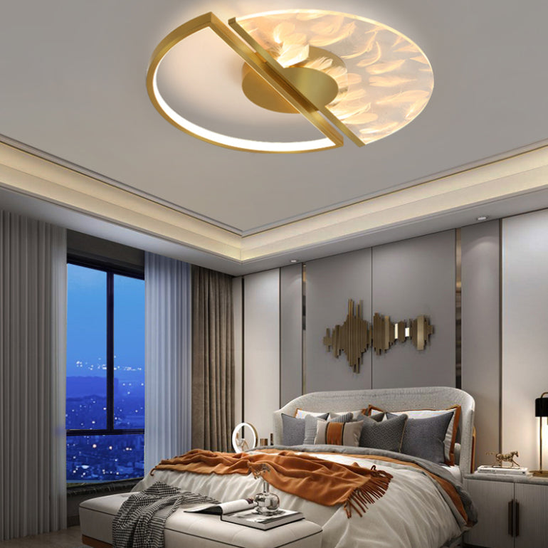 Aluminium Circular LED Ceiling Light in Modern Creative Style Acrylic Feather Flush Mount