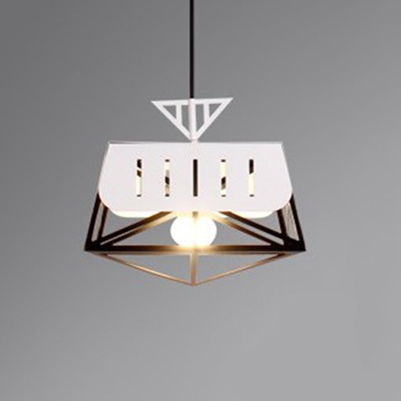 Metal Geometric Pendant Lighting Modernist 1 Head Black/Red Hanging Light Fixture for Bedroom