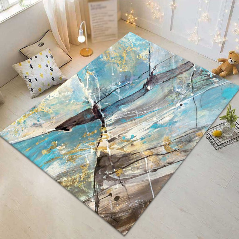 Casual Watercolor Printed Rug Funky Artistic Carpet Polyester Friendly Washable Rug for Living Room