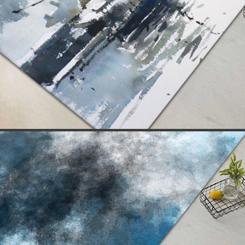 Casual Watercolor Printed Rug Funky Artistic Carpet Polyester Friendly Washable Rug for Living Room