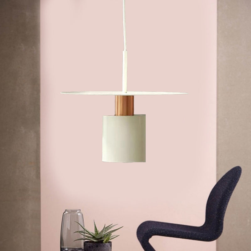 Cylindrical Hanging Lamp Modernism Metal 8"/12" Wide 1 Head Copper Ceiling Pendant Light