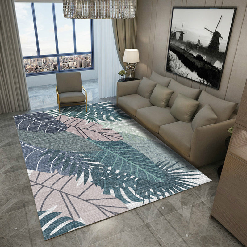 Decorative Leaves Pattern Rug Modern Simplicity Carpet Polyester Washable Carpet for Living Room