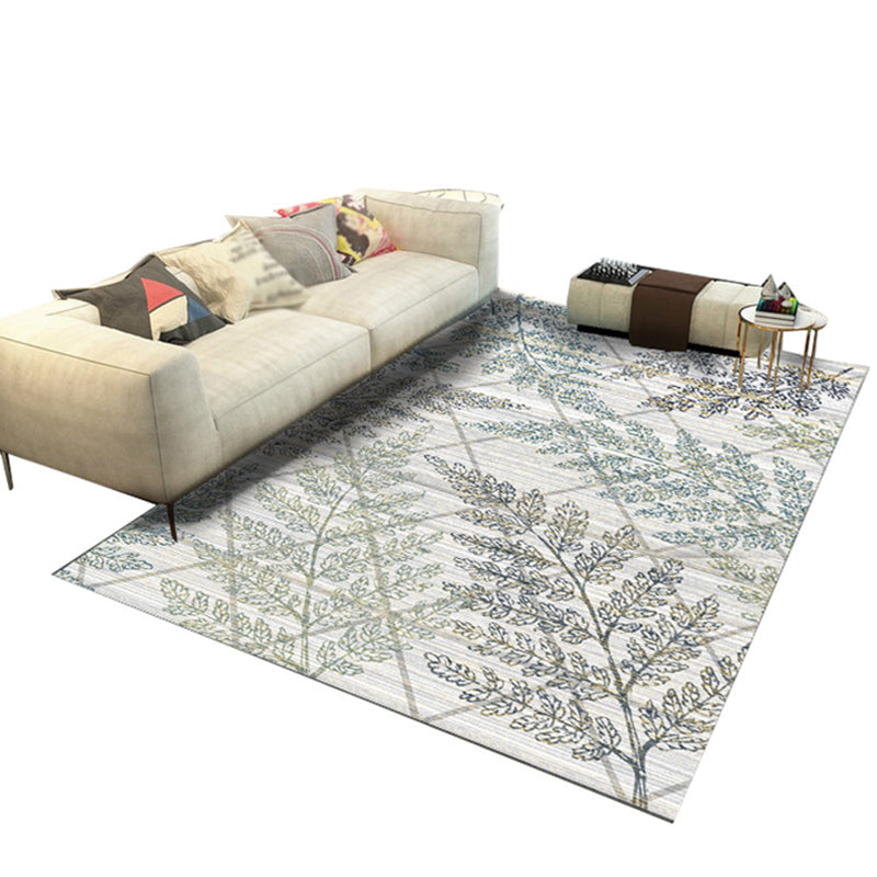 Decorative Leaves Pattern Rug Modern Simplicity Carpet Polyester Washable Carpet for Living Room