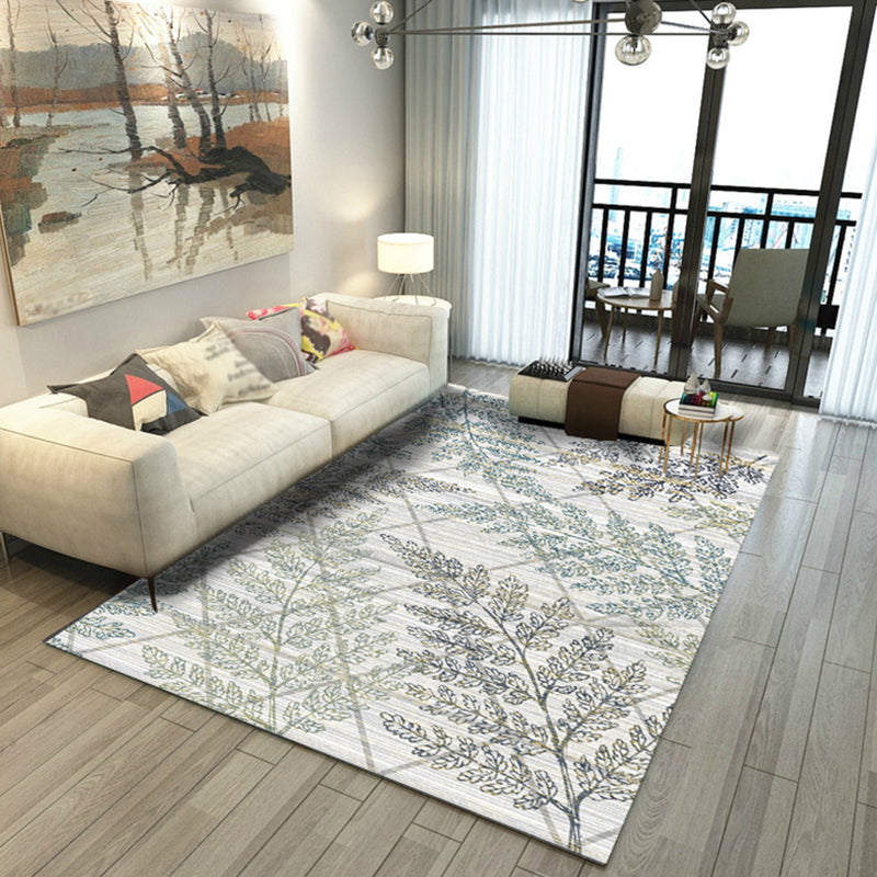 Decorative Leaves Pattern Rug Modern Simplicity Carpet Polyester Washable Carpet for Living Room