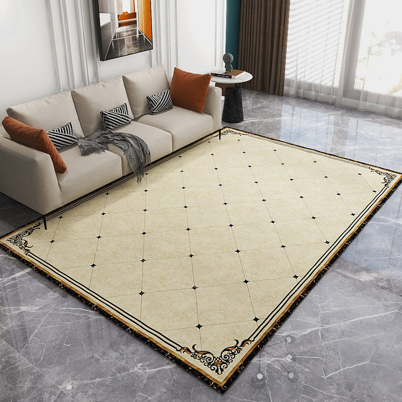 Solid Color Luxe Area Carpet Polyester European Printing Indoor Rug Easy Care Carpet for Living Room