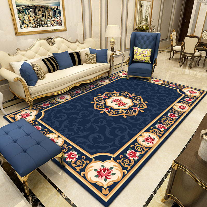Multicolor Luxury Indoor Rug Polyester Floral Print Carpet Easy Care Rug for Home Decoration