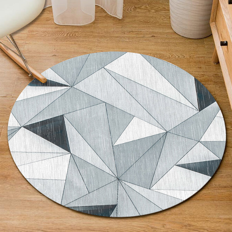 Stylish Geometry Pattern Rug Contemporary Round Rug Polyester Washable Carpet for Home Decoration
