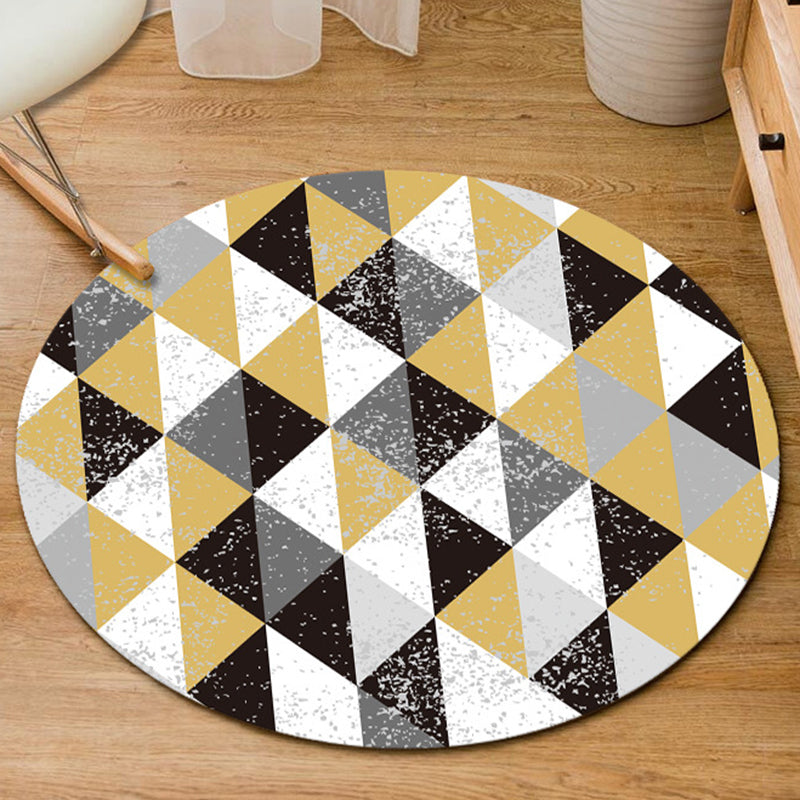 Stylish Geometry Pattern Rug Contemporary Round Rug Polyester Washable Carpet for Home Decoration