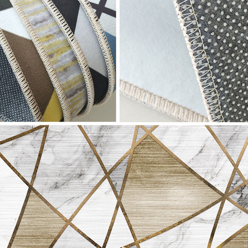 Stylish Geometry Pattern Rug Contemporary Round Rug Polyester Washable Carpet for Home Decoration