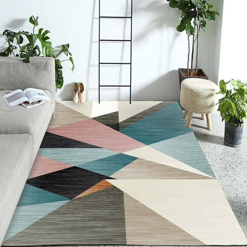 Colorful Triangle Design Rug Trendy Modern Carpet Polyester Easy Care Area Carpet for Living Room