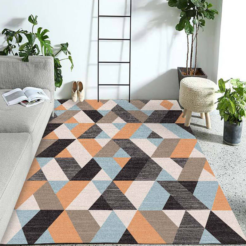 Colorful Triangle Design Rug Trendy Modern Carpet Polyester Easy Care Area Carpet for Living Room