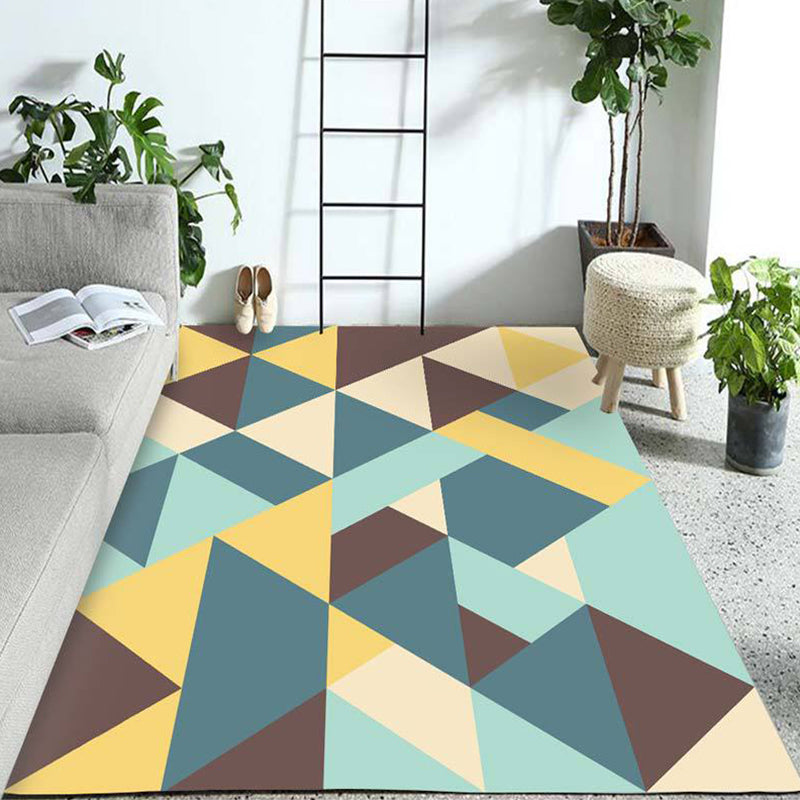 Colorful Triangle Design Rug Trendy Modern Carpet Polyester Easy Care Area Carpet for Living Room