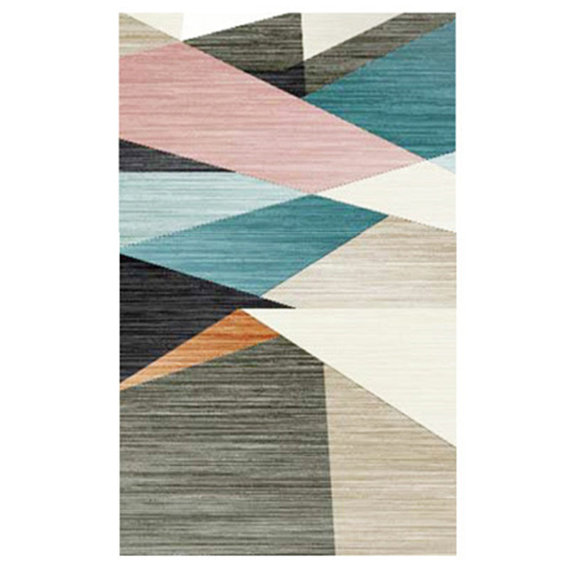Colorful Triangle Design Rug Trendy Modern Carpet Polyester Easy Care Area Carpet for Living Room