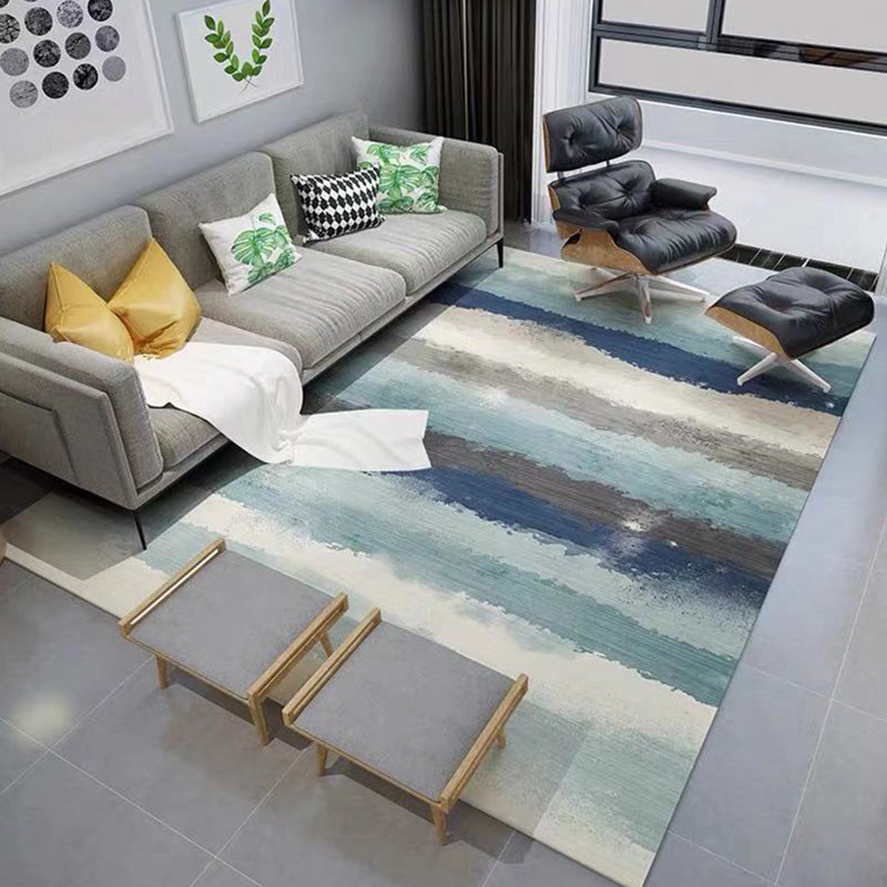 Multicolored Trendy Rug Watercolor Printed Carpet Polyester Stain Resistant Rug for Living Room