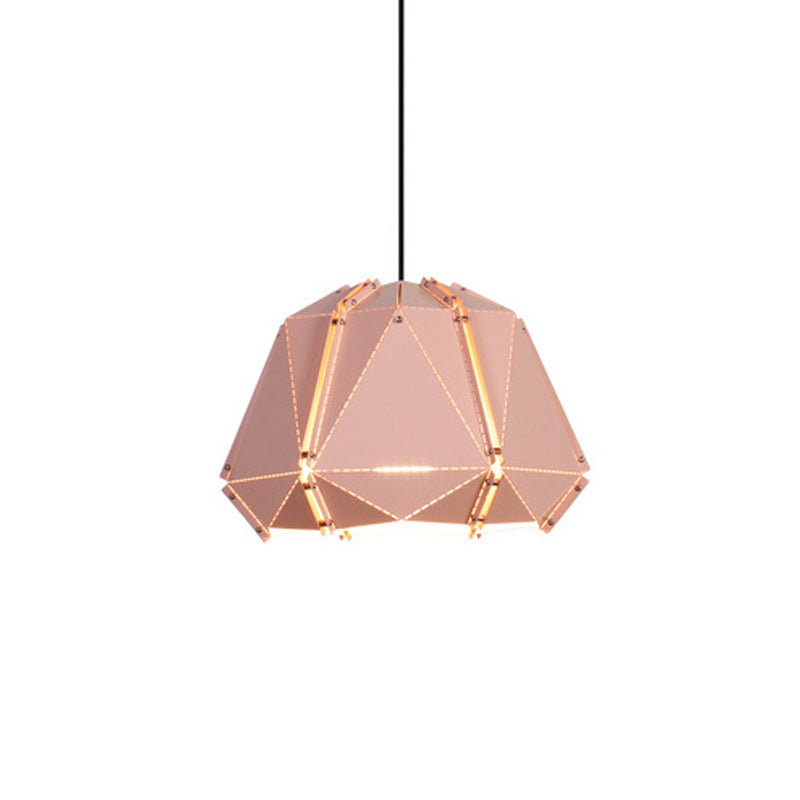 Geometric Metal Hanging Light Modernism 1 Head White/Pink Suspended Lighting Fixture for Bedroom