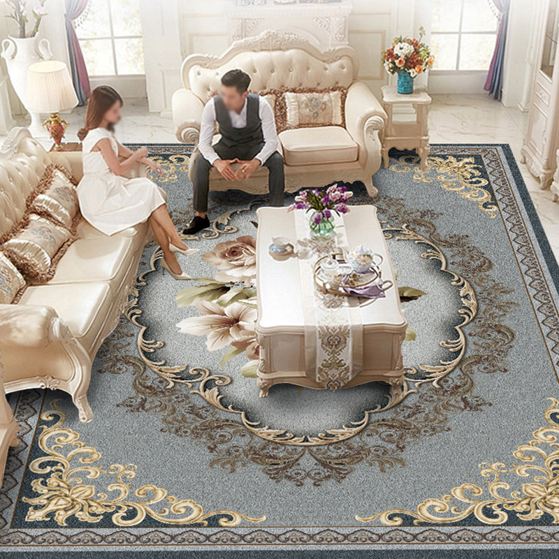 Multicolor Modern Area Carpet Polyester Flower Printing Indoor Rug Easy Care Carpet for Living Room