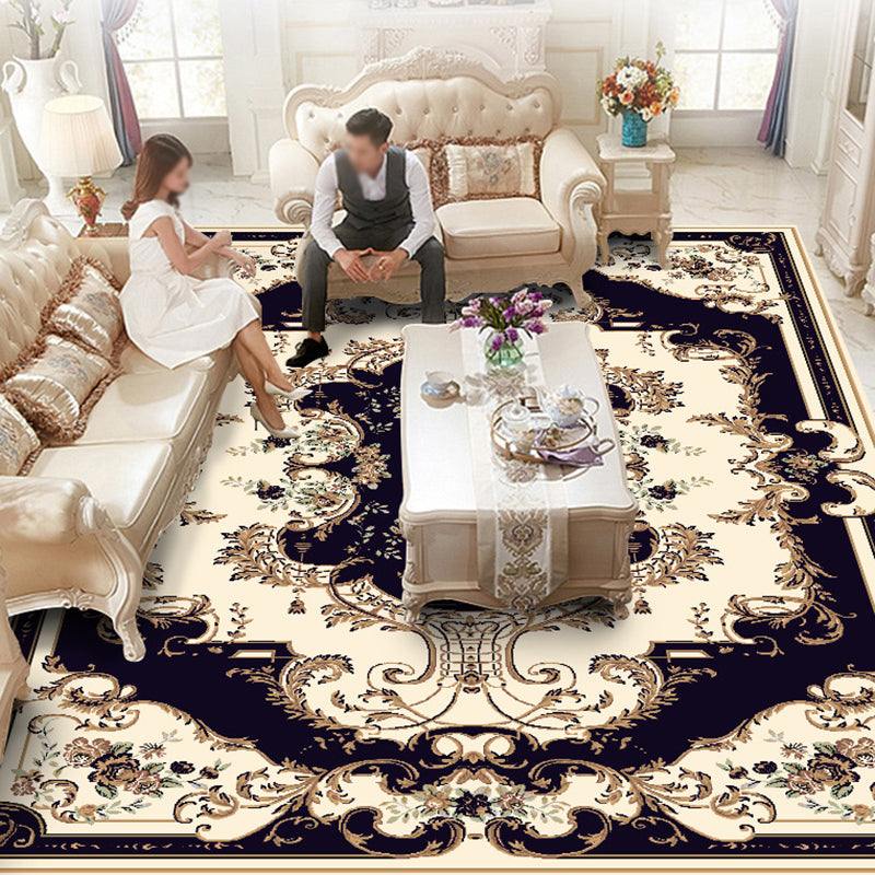 Multicolor Modern Area Carpet Polyester Flower Printing Indoor Rug Easy Care Carpet for Living Room