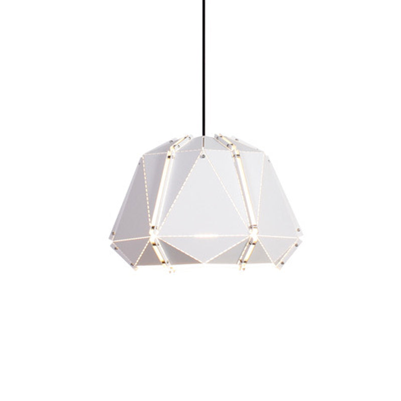 Geometric Metal Hanging Light Modernism 1 Head White/Pink Suspended Lighting Fixture for Bedroom