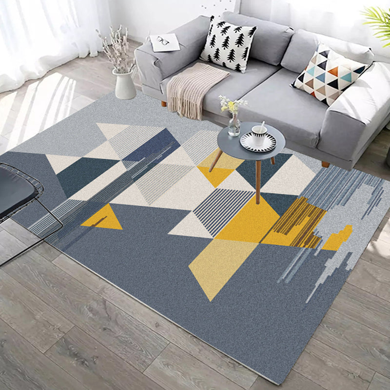 Multicolored Modern Rug Triangle Pattern Area Carpet Polyester Stain Resistant Rug for Living Room