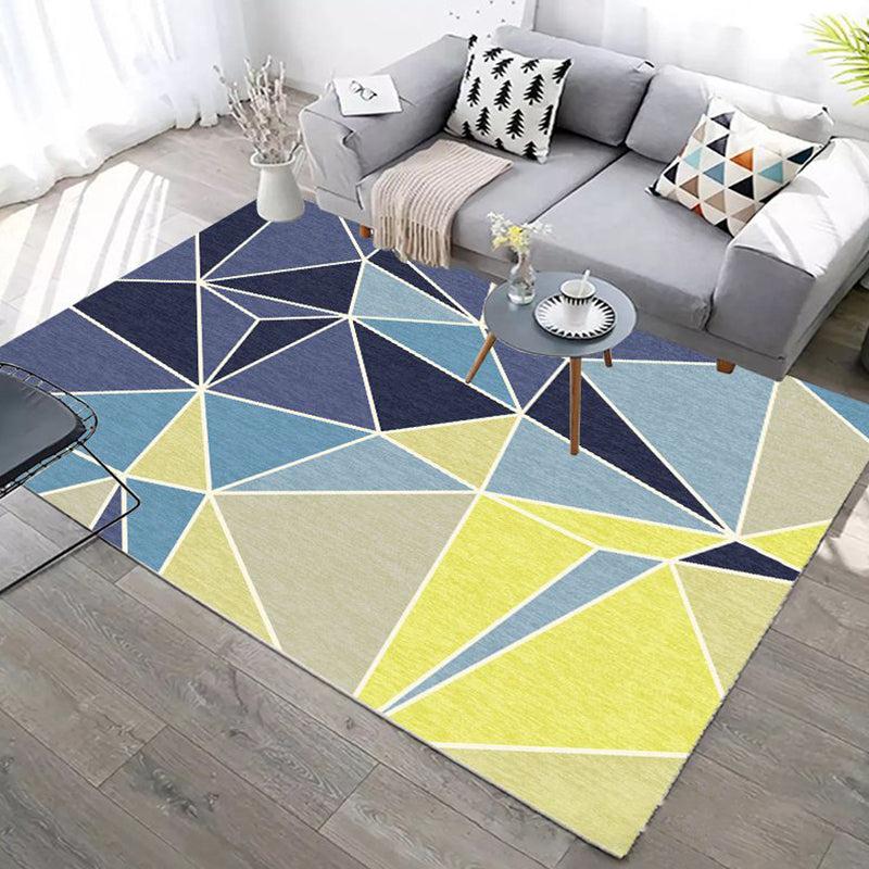 Multicolored Modern Rug Triangle Pattern Area Carpet Polyester Stain Resistant Rug for Living Room