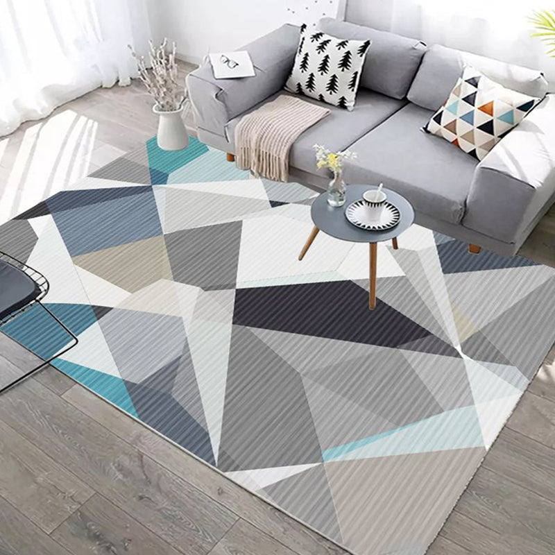 Multicolored Modern Rug Triangle Pattern Area Carpet Polyester Stain Resistant Rug for Living Room