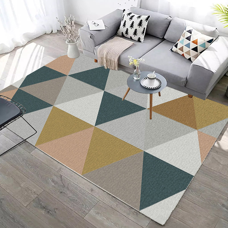 Multicolored Modern Rug Triangle Pattern Area Carpet Polyester Stain Resistant Rug for Living Room