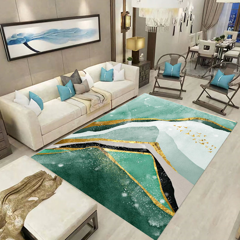Multi-Color Trendy Rug Watercolor Printed Carpet Polyester Friendly Washable Rug for Living Room