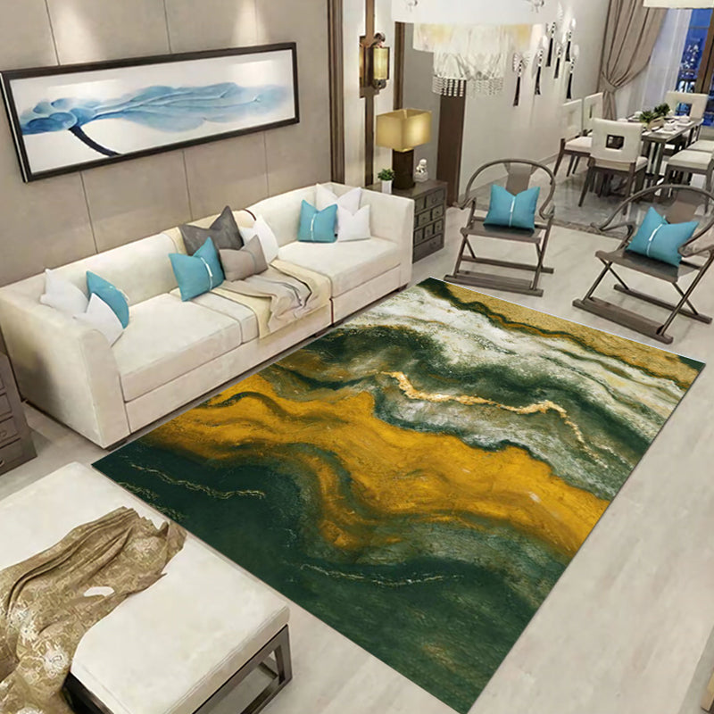 Multi-Color Trendy Rug Watercolor Printed Carpet Polyester Friendly Washable Rug for Living Room