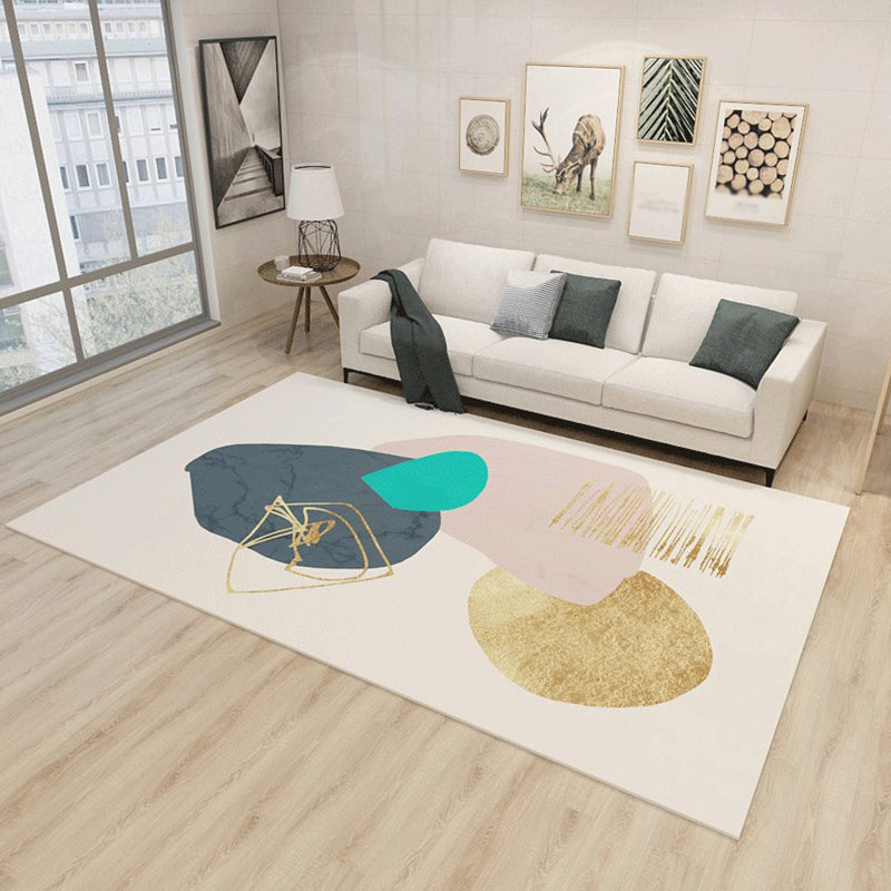 Multicolored Abstract Indoor Rug Contemporary Polyester Rug Non-Slip Backing Carpet for Bedroom