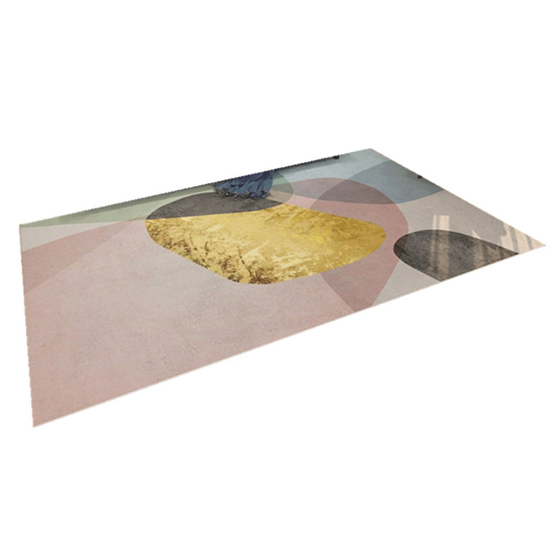 Multicolored Abstract Indoor Rug Contemporary Polyester Rug Non-Slip Backing Carpet for Bedroom