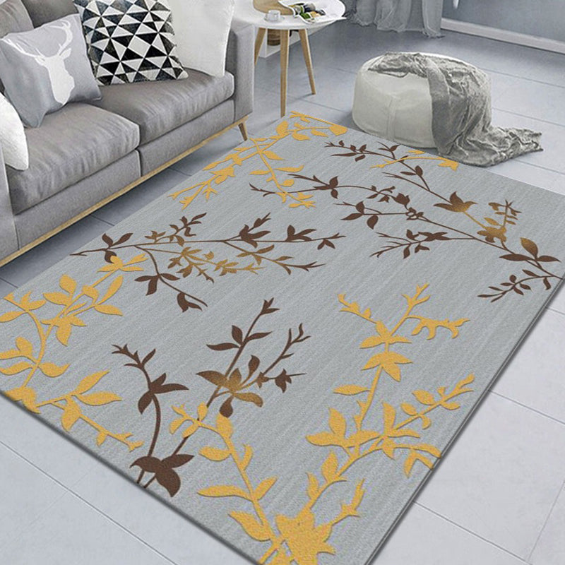 Trendy Floral Design Rug Modern Comfort Carpet Polyester Non-Slip Backing Rug for Home Decor
