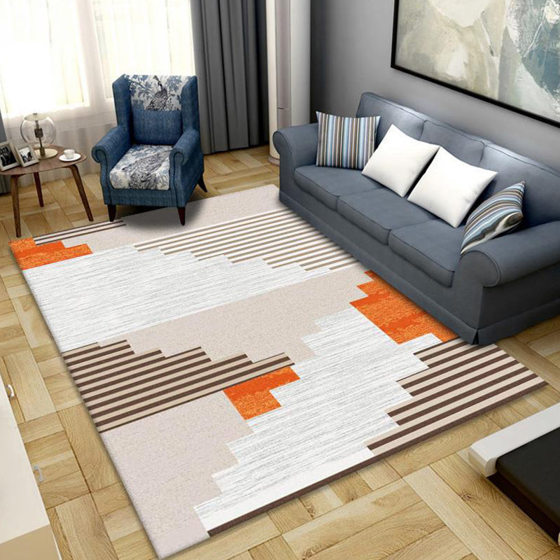 Funky Geometric Pattern Rug Simple Polyester Area Carpet Anti-Slip Backing Rug for Living Room