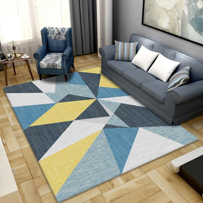 Funky Geometric Pattern Rug Simple Polyester Area Carpet Anti-Slip Backing Rug for Living Room