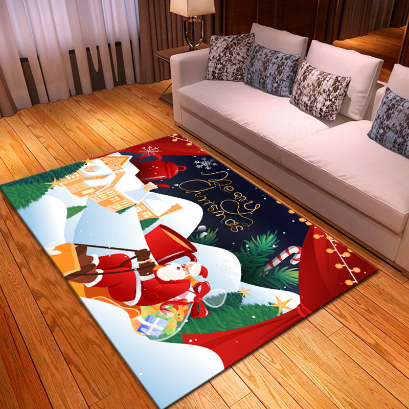 Red Tone Modern Area Carpet Polyester Holiday Decoration Indoor Rug Easy Care Carpet for Living Room
