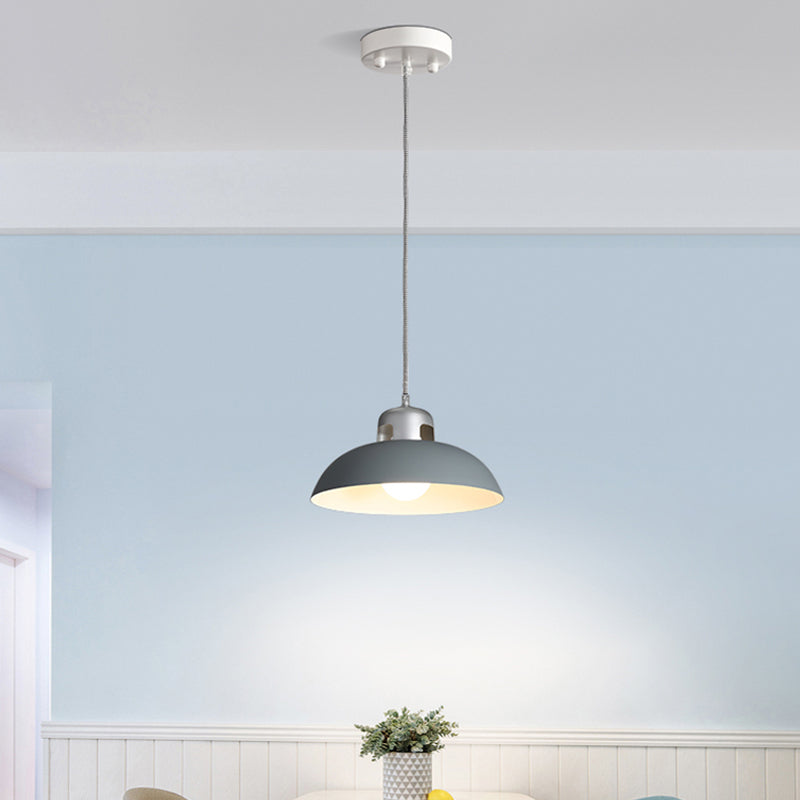 Flared Metal Pendant Light Modernism 1 Head Black/Grey Ceiling Suspension Lamp for Dining Room
