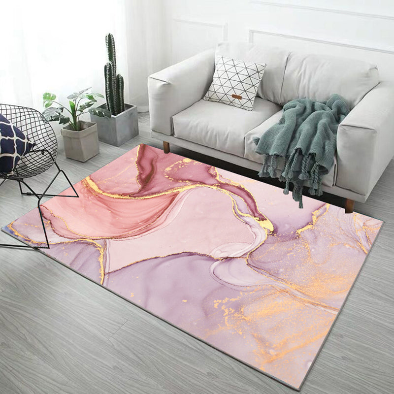Creative Watercolor Printed Rug Multi-Color Modern Area Rug Stain Resistant Rug for Living Room